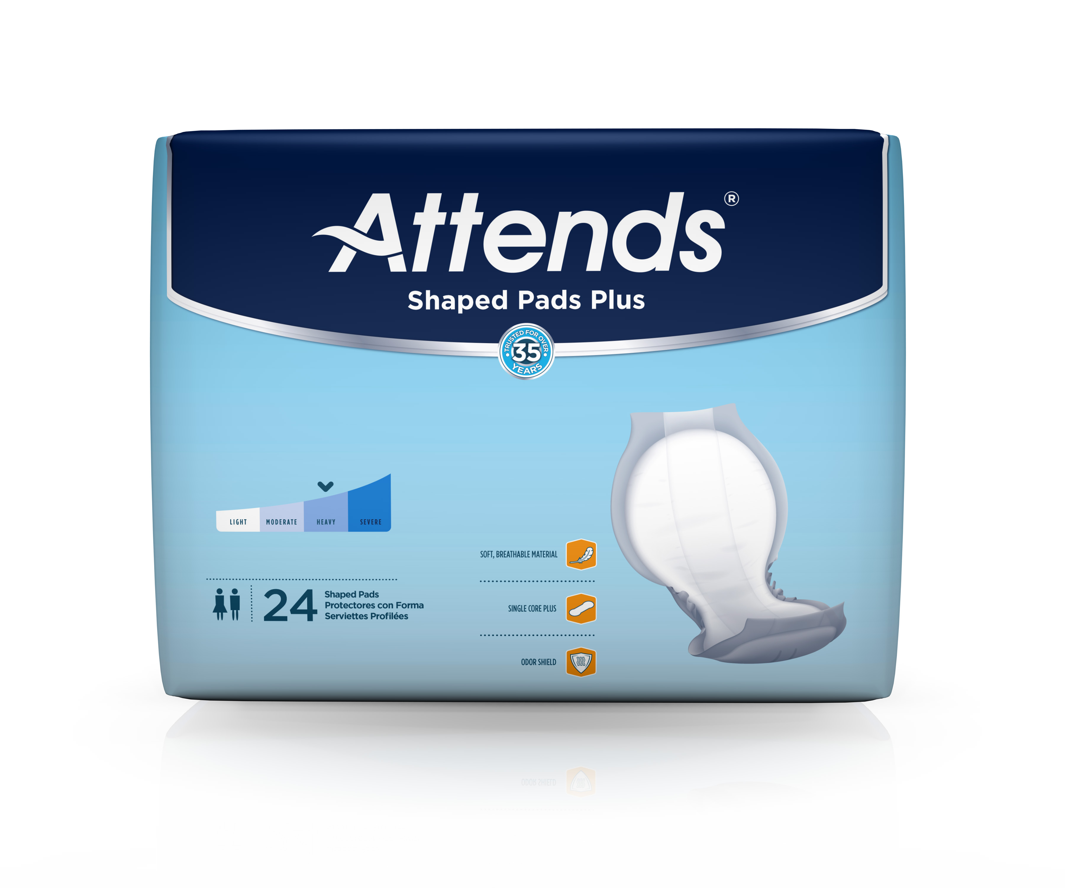 Attends Shaped Pads, 24 Count